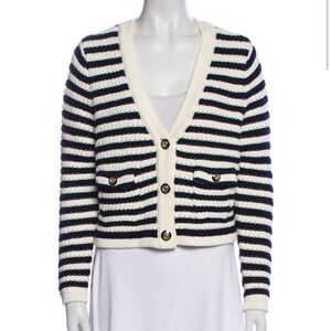 ba&sh Black and White Striped Cardigan